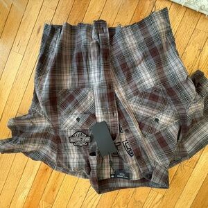 Harley-Davidson Brown and Gray Plaid Shirt
